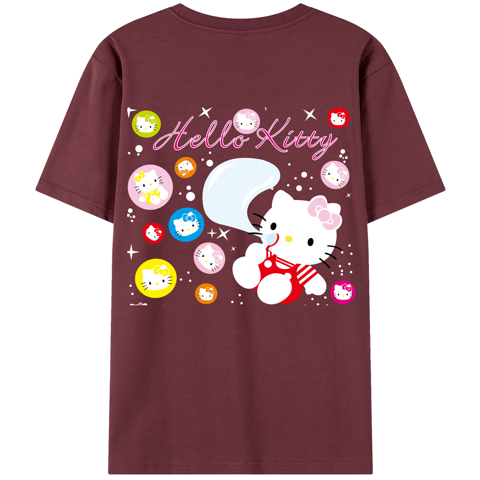 （画像用） Hello Kitty ハローキティ 綿100％半袖Tシャツ（背面プリント）